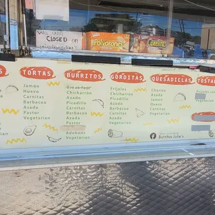a menu on a food truck