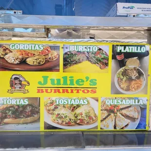 the menu of the restaurant