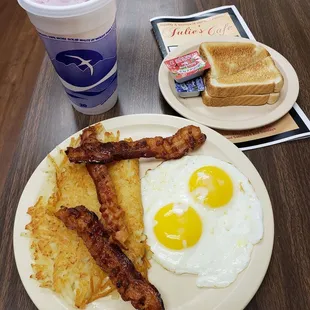 2 eggs, Bacon, Hash Browns (Cherry Limeade)