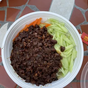 Noodles with meat and bean sauce