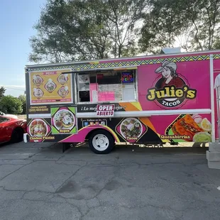 a food truck parked in a parking lot