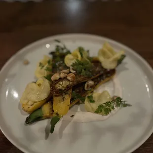 Courgettes - summer squash with labneh