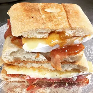 French Panini - freshly sliced prosciutto, homemade mozzarella, and mango chutney