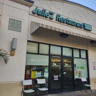 In front of restaurant