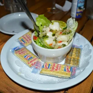 Ceviche of the Day with Soda Crackers