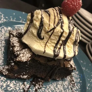 Amaretto liquor infused fudge brownie