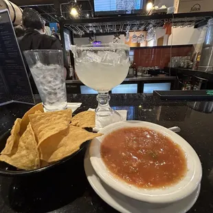 Chips, salsa, margarita.