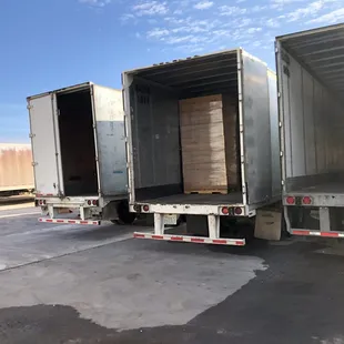 Trucks getting prepared for distribution.