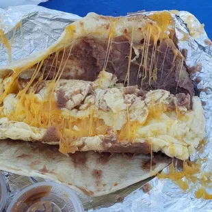 Bean egg cheese breakfast taquito