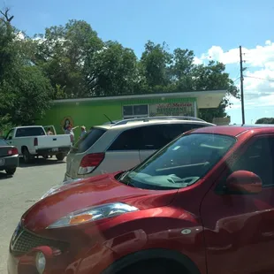 Parking lot! Looks a little smaller from the outside.