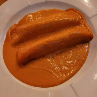 Enchiladas with chicken and chipotle sauce...way tooo creamy