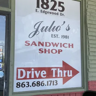 a sign for a sandwich shop