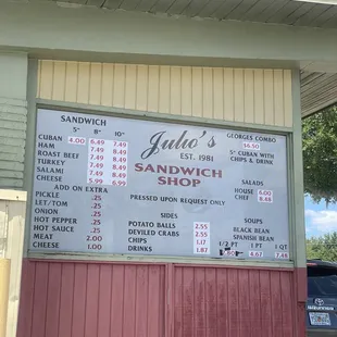 Menu board outside