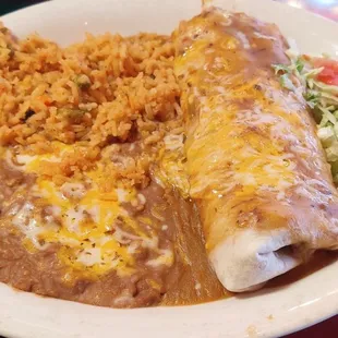 Green Pork Chili Burrito Enchilada Style