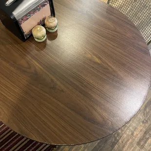 Salt and pepper shakers are different on each table