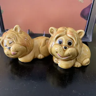 Cute salt and pepper shakers. Each table has different ones!