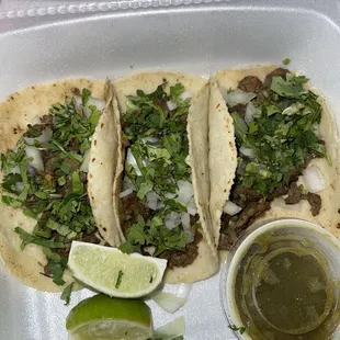 Steak tacos, could be a little more flavorful, the sauce is good and a little spicy