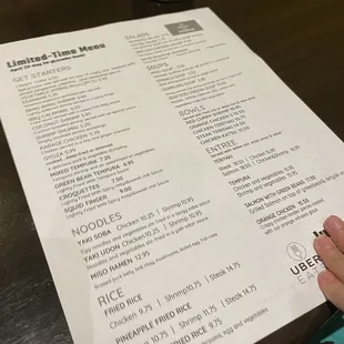 menu