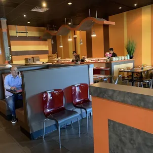 interior, sushi and sashimi