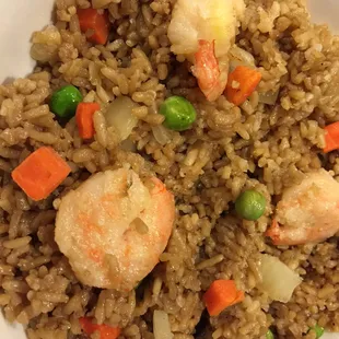 This is the shrimp fried rice ( but sorry I ate a few before I took the pic lol)