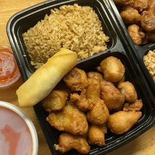 As pork fried rice and "egg roll".