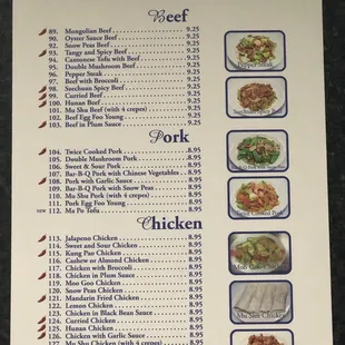 Beef pork and chicken