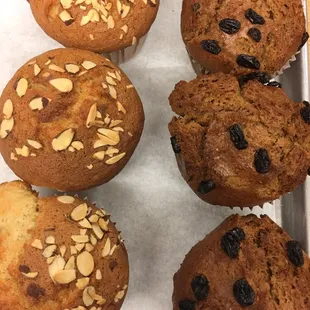 a tray of muffins