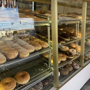 a display of jumbo donuts