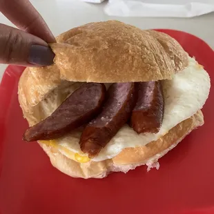 #9 Sausage egg and cheese Croissant sandwich