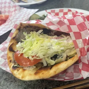 Gyro with hummus &amp; tabouli