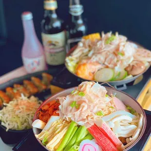 two bowls of food on a table