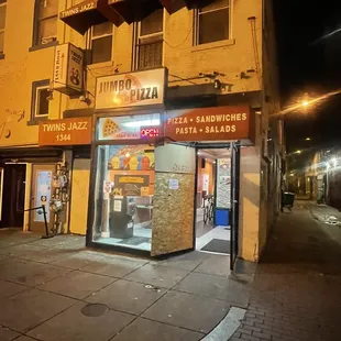 a street corner at night
