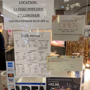 Menu and hours as of 01/2023