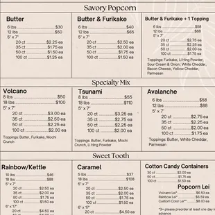 Bulk menu