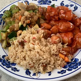 Combo dinner #5. Cashew Chicken, Sweet and Sour Pork, Pork Fried Rice- really delicious