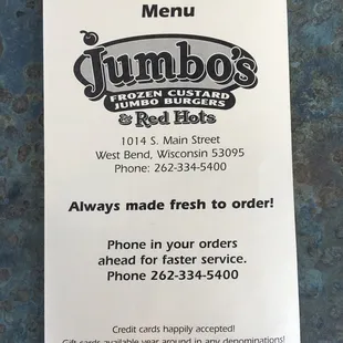 menu