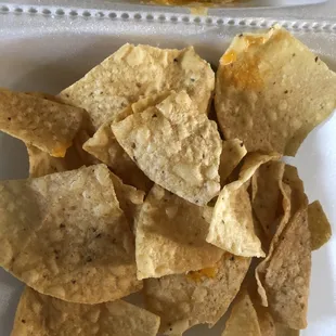 Here's the amount of chips that came with the nacho's that had absolutely no cheese on them