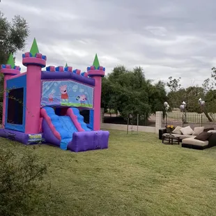 Princess castle with Peppa Pig banner