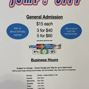Payment and hours