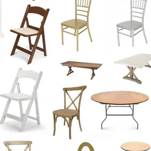 Huge selection tables and chairs