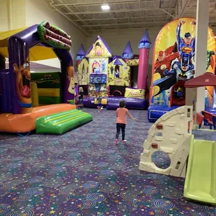 Exploring bouncy houses!