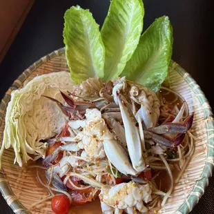 Papaya salad with blue crab