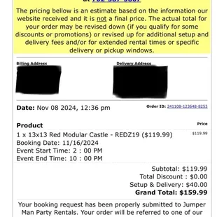 Doesn&apos;t have any word about a cancellation fee like people have $50 just give away it isn&apos;t no inconvenience fee There was no manpower used