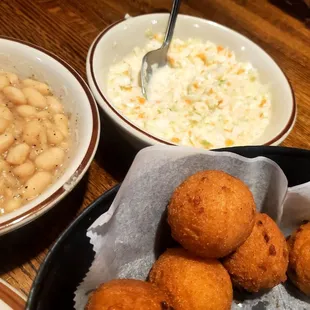 Passarounds...white bean, coleslaw, and hushpuppies