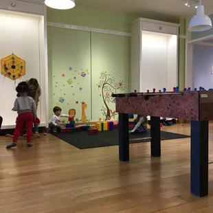 Block, foozeball, rocking horse