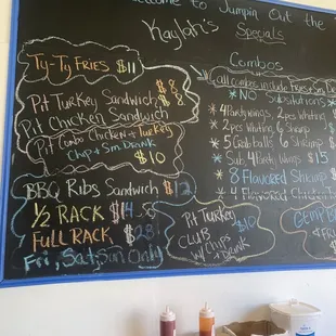 a menu on a chalkboard