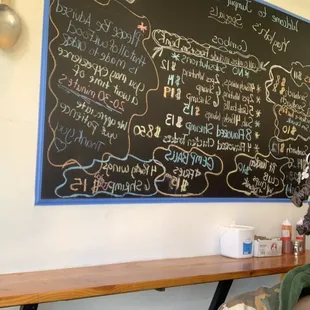 a menu on a chalkboard
