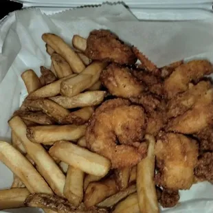 Lemon pepper shrimp and fries