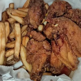 Honey old bay wings and fries