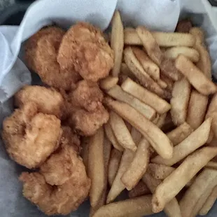 Lemon pepper shrimp with fries